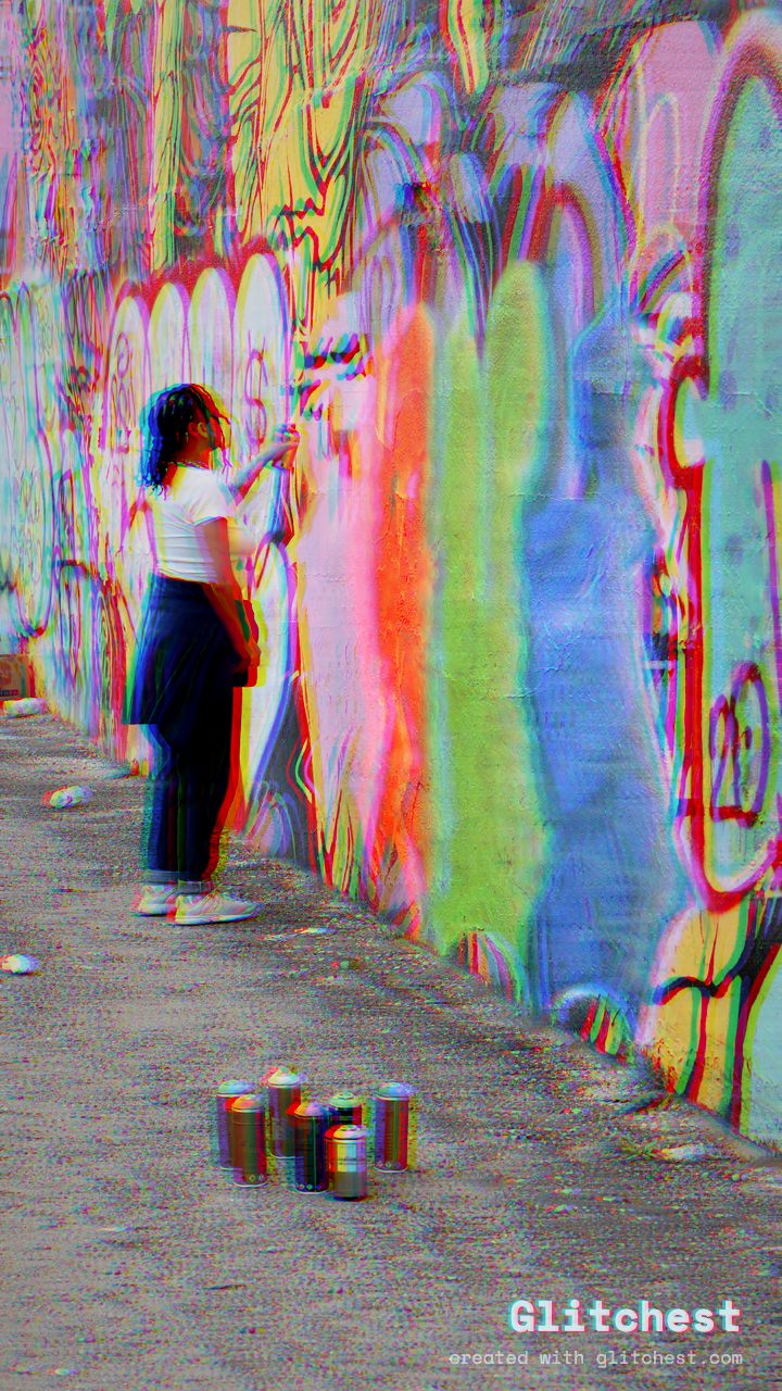 The same photo with chromatic aberration (RGB split) added in Glitchest, showing red and cyan color fringing on every edge