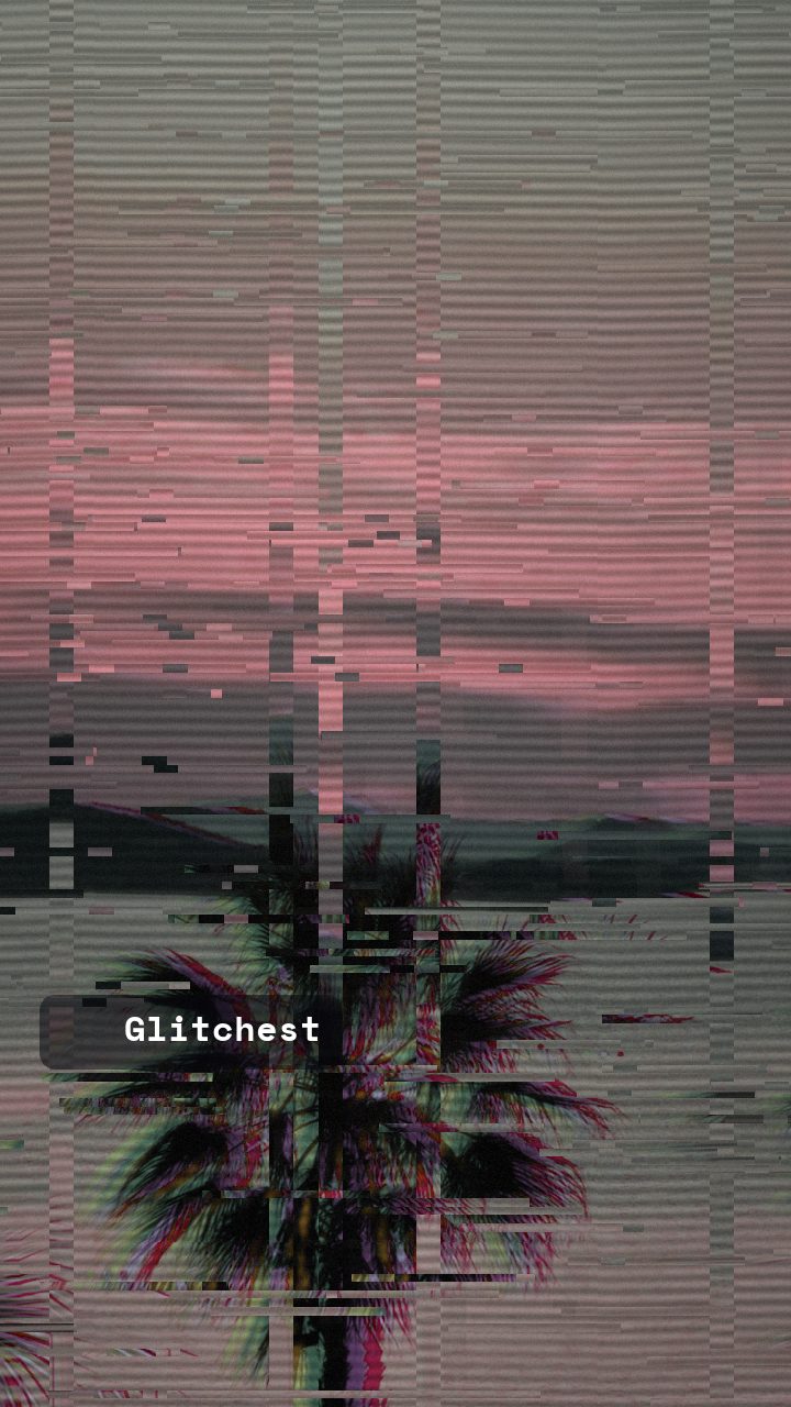 The Vaporwave Sunset glitch look applied in Glitchest